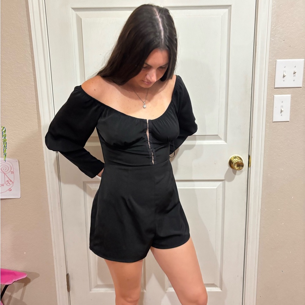 Superdown Romper Goth Whimsigoth Gathered/Elbows Hook Closure/Button Cuffs Sz M